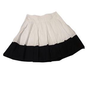 BANANA REPUBLIC All Cotton High Waist Pleated Skirt Colorblock White And Black 8